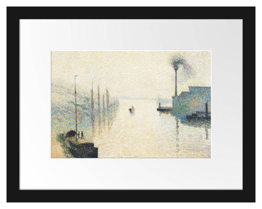 Pixxprint Camille Pissarro - L'Île Lacroix RouenThe Effect of, im Galerie-Passepartout Bilderrahmen