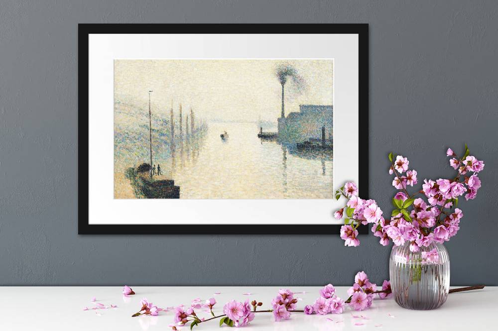Pixxprint Camille Pissarro - L'Île Lacroix RouenThe Effect of, im Galerie-Passepartout Bilderrahmen Preisnachlass