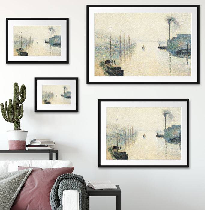 Pixxprint Camille Pissarro - L'Île Lacroix RouenThe Effect of, im Galerie-Passepartout Bilderrahmen Preisnachlass