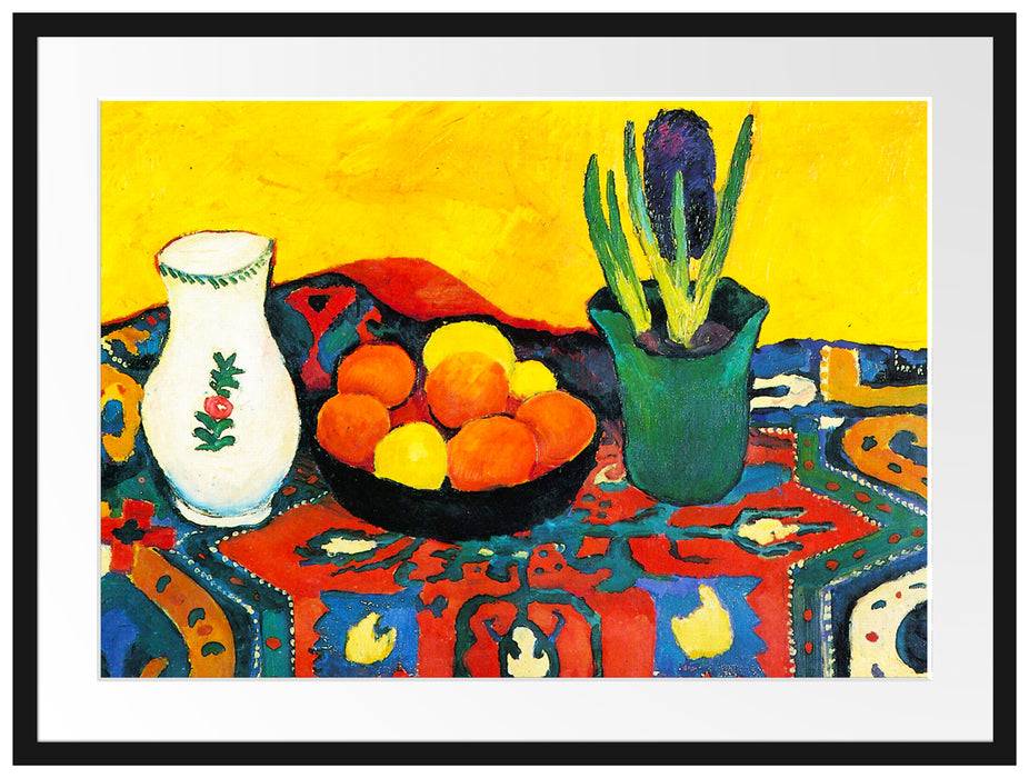 Pixxprint August Macke - Stillleben Still Life Hyacinths Carpet , im Galerie-Passepartout Bilderrahmen Saisonschlussverkauf