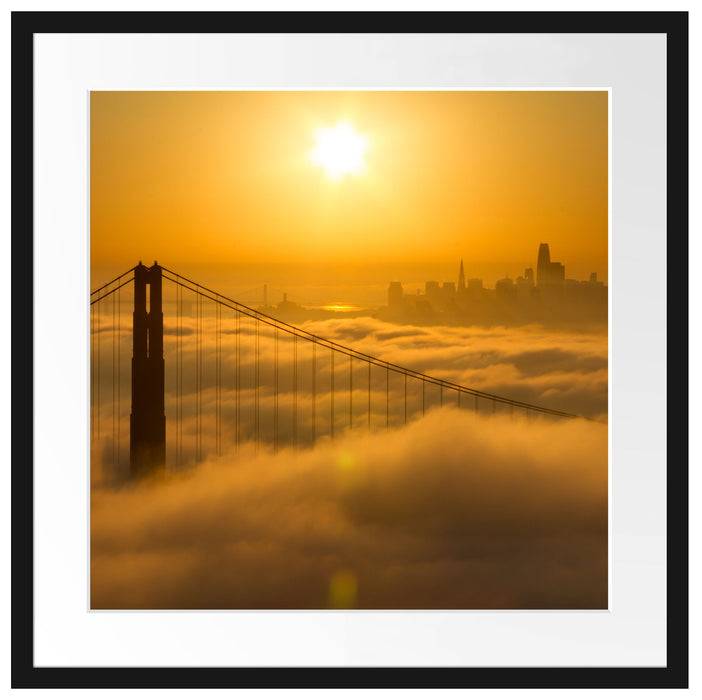 Pixxprint Golden Gate Bridge im Sonnenaufgang, im Galerie-Passepartout Bilderrahmen Saisonale Angebote