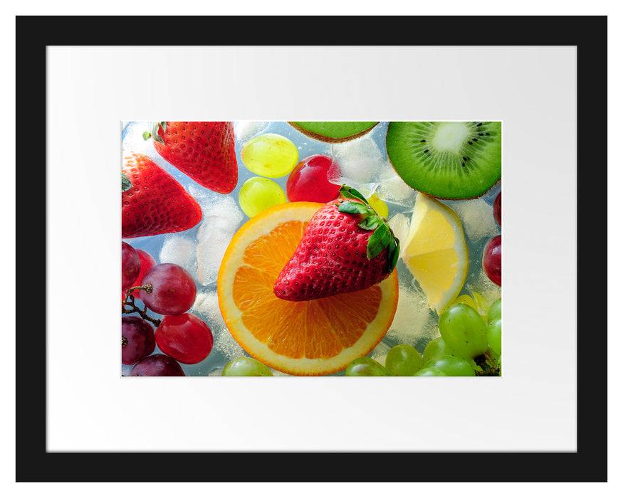 Pixxprint Leckeres buntes Obst, im Galerie-Passepartout Bilderrahmen Tägliche Deals