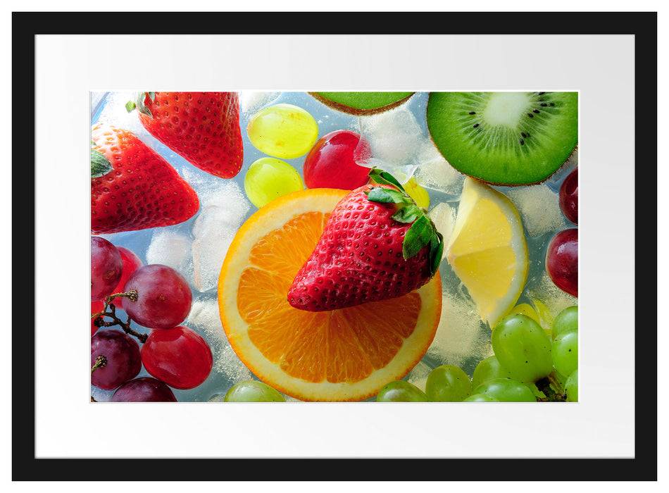 Pixxprint Leckeres buntes Obst, im Galerie-Passepartout Bilderrahmen Tägliche Deals