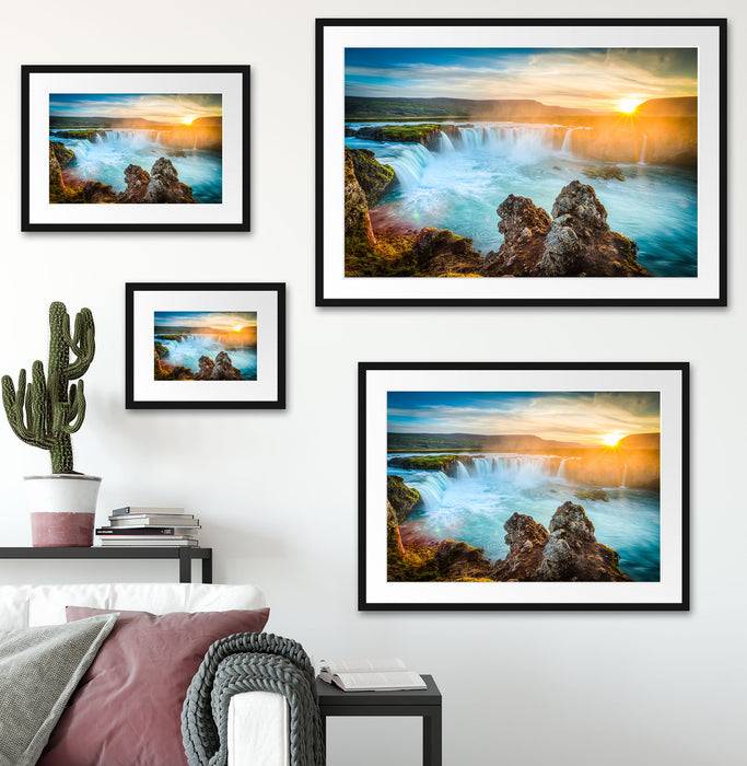 Pixxprint Wasserfall, im Passepartout Bilderrahmen VIP-Rabatte