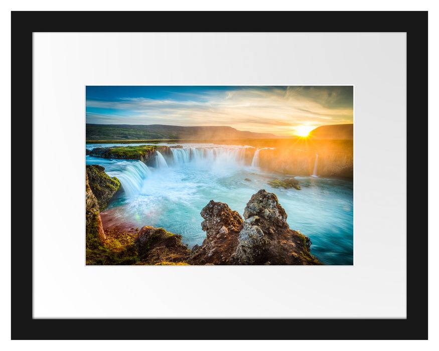 Pixxprint Wasserfall, im Passepartout Bilderrahmen VIP-Rabatte