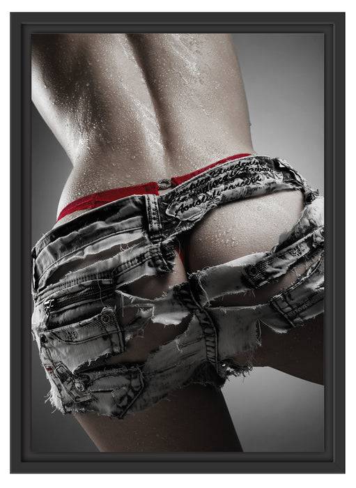 Pixxprint sexy Frauenhintern in Hotpants, im Schwebe-Effekt Bilderrahmen zollfrei