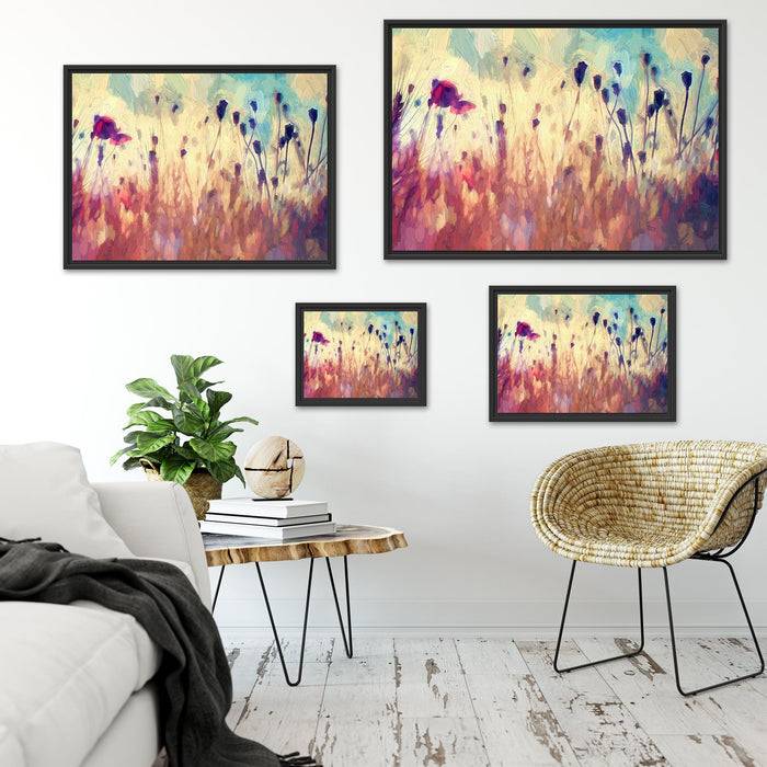 Pixxprint Mohn im Weizenfeld Kunst, im Schwebe-Effekt Bilderrahmen Verkauf