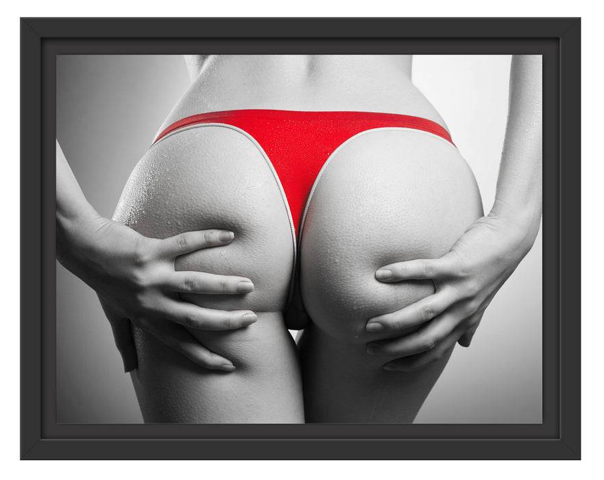 Pixxprint sexy Frauenpo in rotem String, im Schwebe-Effekt Bilderrahmen im Angebot