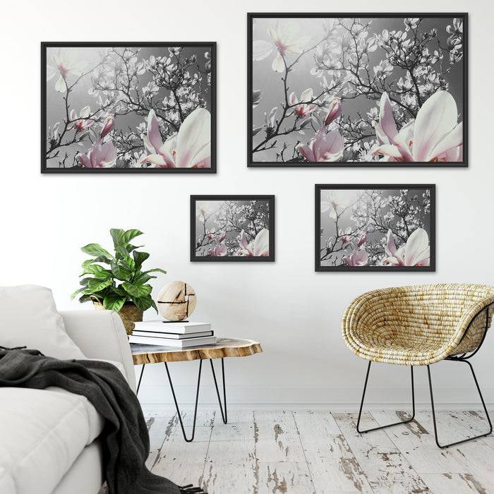 Pixxprint schöne Magnolie Blüten, im Schwebe-Effekt Bilderrahmen Günstiger Verkauf