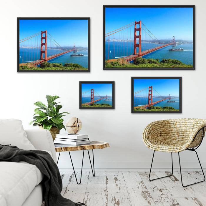 Pixxprint Golden Gate Bridge in USA, im Schwebe-Effekt Bilderrahmen Limitierter Zeitrabatt