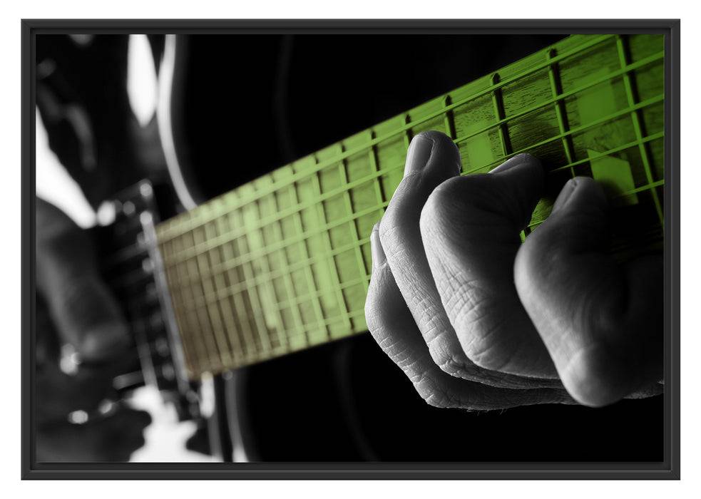 Pixxprint Mann spielt auf E-Gitarre, im Schwebe-Effekt Bilderrahmen Günstig kaufen