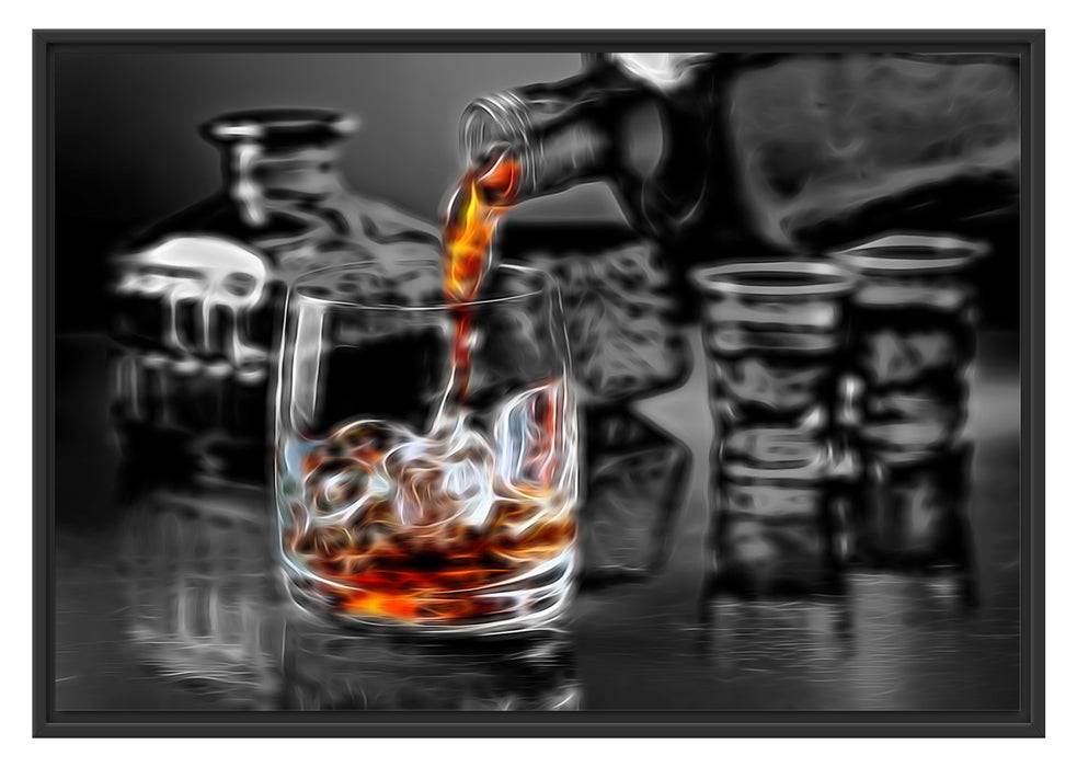 Pixxprint Whiskey im Whiskeyglas, im Schwebe-Effekt Bilderrahmen