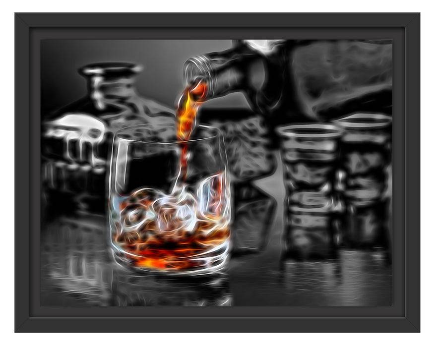 Pixxprint Whiskey im Whiskeyglas, im Schwebe-Effekt Bilderrahmen Versandkostenfrei