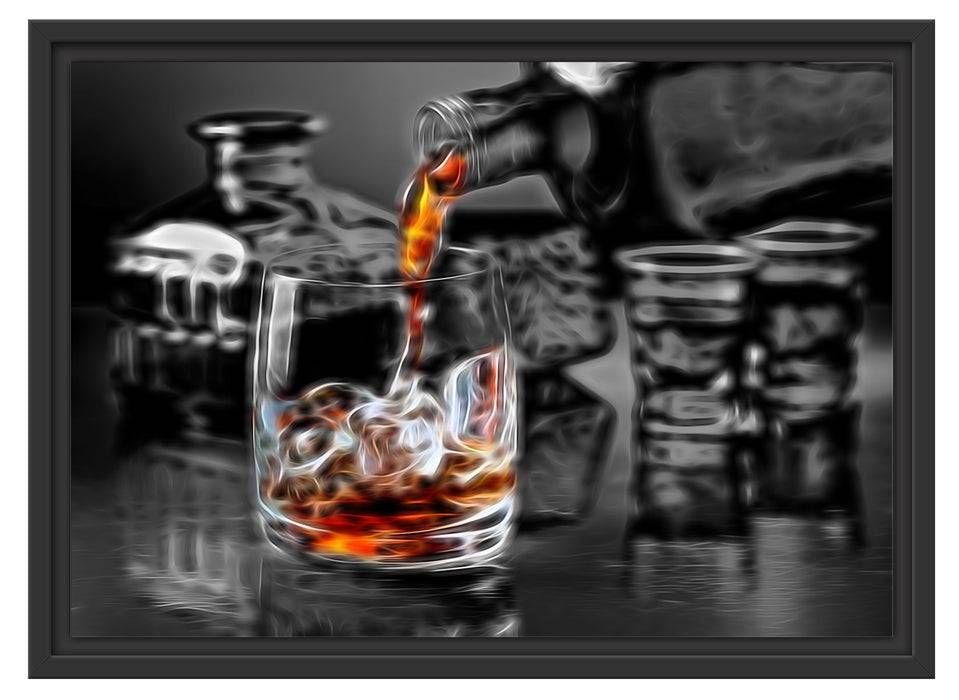 Pixxprint Whiskey im Whiskeyglas, im Schwebe-Effekt Bilderrahmen Versandkostenfrei