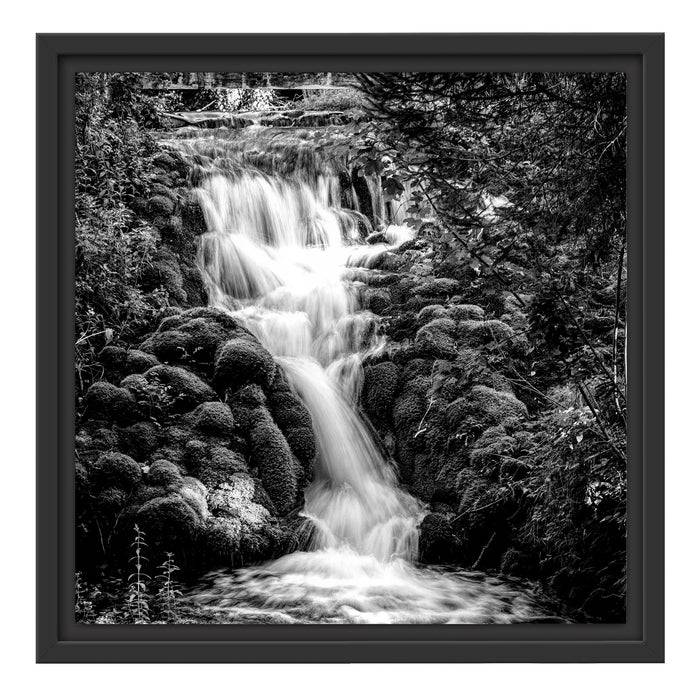 Pixxprint Wasserfall im grünen Wald, Monochrome, im Schwebe-Effekt Bilderrahmen Flash Sale
