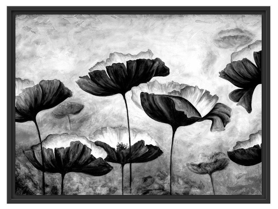 Pixxprint Mohnblumen gezeichnet, Monochrome, im Schwebe-Effekt Bilderrahmen Online Shopping