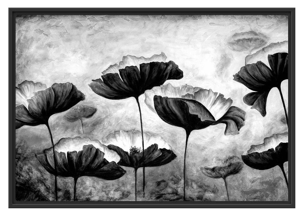 Pixxprint Mohnblumen gezeichnet, Monochrome, im Schwebe-Effekt Bilderrahmen Online Shopping