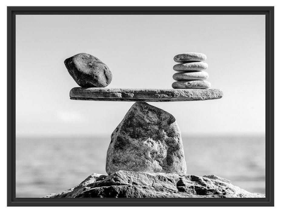 Pixxprint Steinpyramide Waage, Monochrome, im Schwebe-Effekt Bilderrahmen Lagerräumung