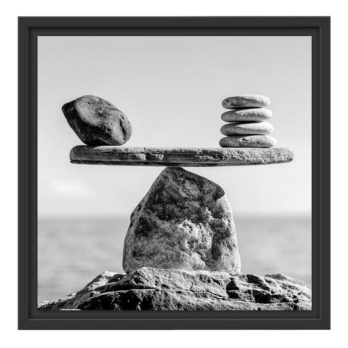 Pixxprint Steinpyramide Waage, Monochrome, im Schwebe-Effekt Bilderrahmen Lagerräumung