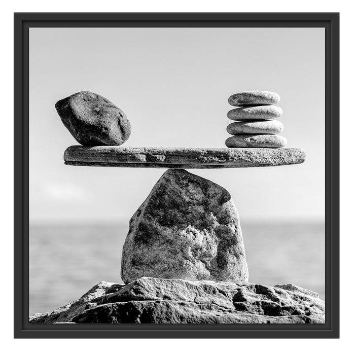 Pixxprint Steinpyramide Waage, Monochrome, im Schwebe-Effekt Bilderrahmen Lagerräumung