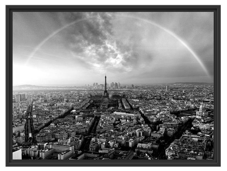 Pixxprint Panorama Regenbogen über Paris, Monochrome, im Schwebe-Effekt Bilderrahmen Heißer Verkauf
