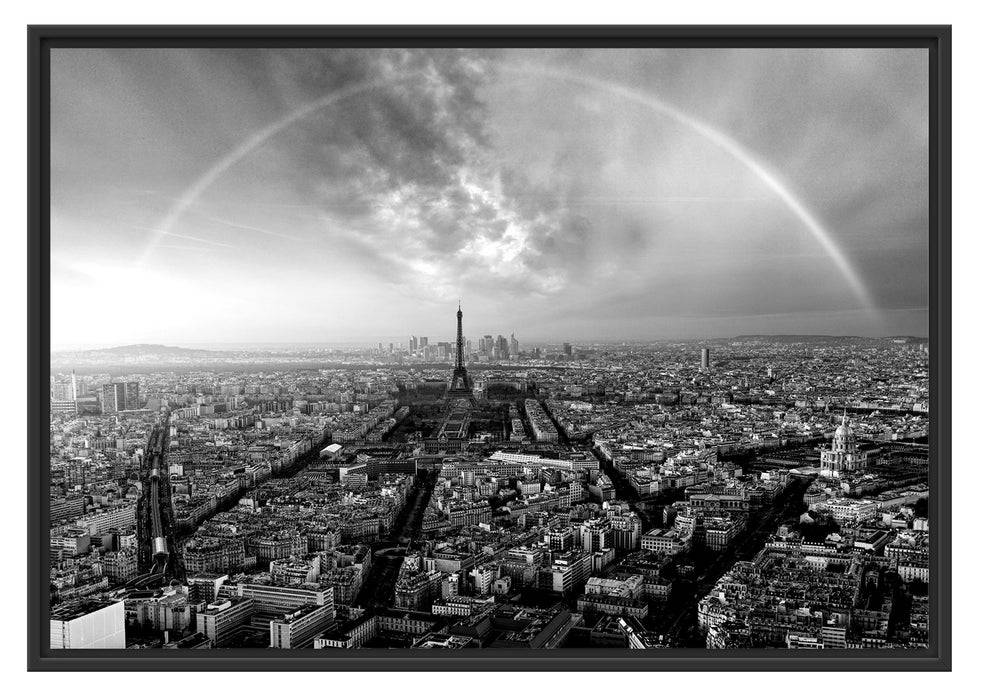 Pixxprint Panorama Regenbogen über Paris, Monochrome, im Schwebe-Effekt Bilderrahmen Heißer Verkauf