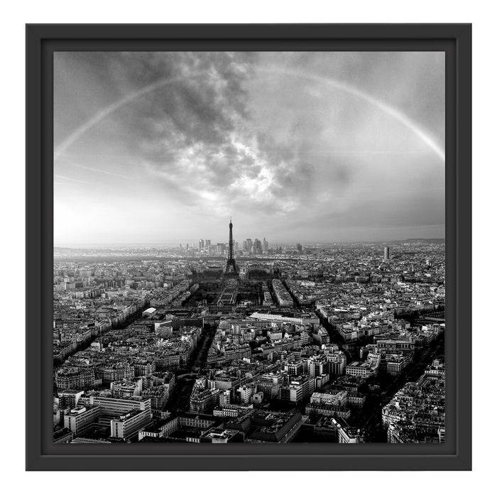 Pixxprint Panorama Regenbogen über Paris, Monochrome, im Schwebe-Effekt Bilderrahmen Heißer Verkauf
