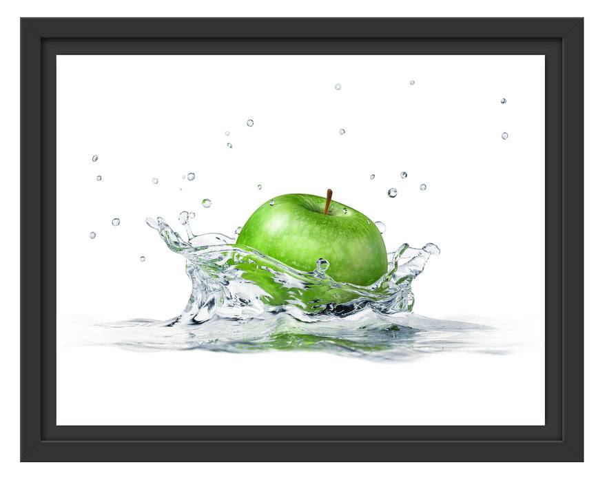 Pixxprint Grüner Apfel fällt in Wasser, im Schwebe-Effekt Bilderrahmen Exklusive Angebote