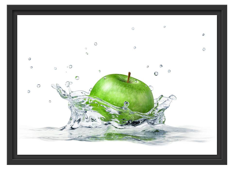Pixxprint Grüner Apfel fällt in Wasser, im Schwebe-Effekt Bilderrahmen Exklusive Angebote