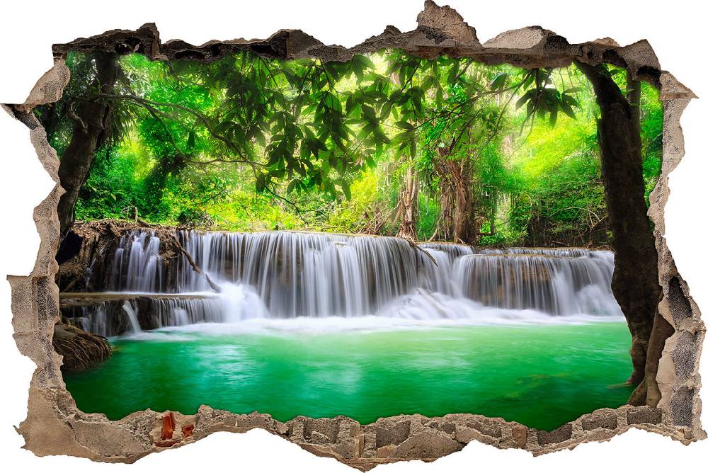 Pixxprint Kleiner Wasserfall im Dschungel, 3D Wandtattoo Neuheiten