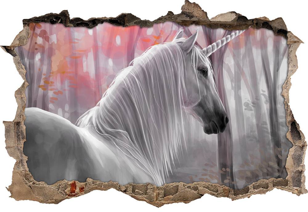 Pixxprint Einsames Einhorn im Wald, 3D Wandtattoo