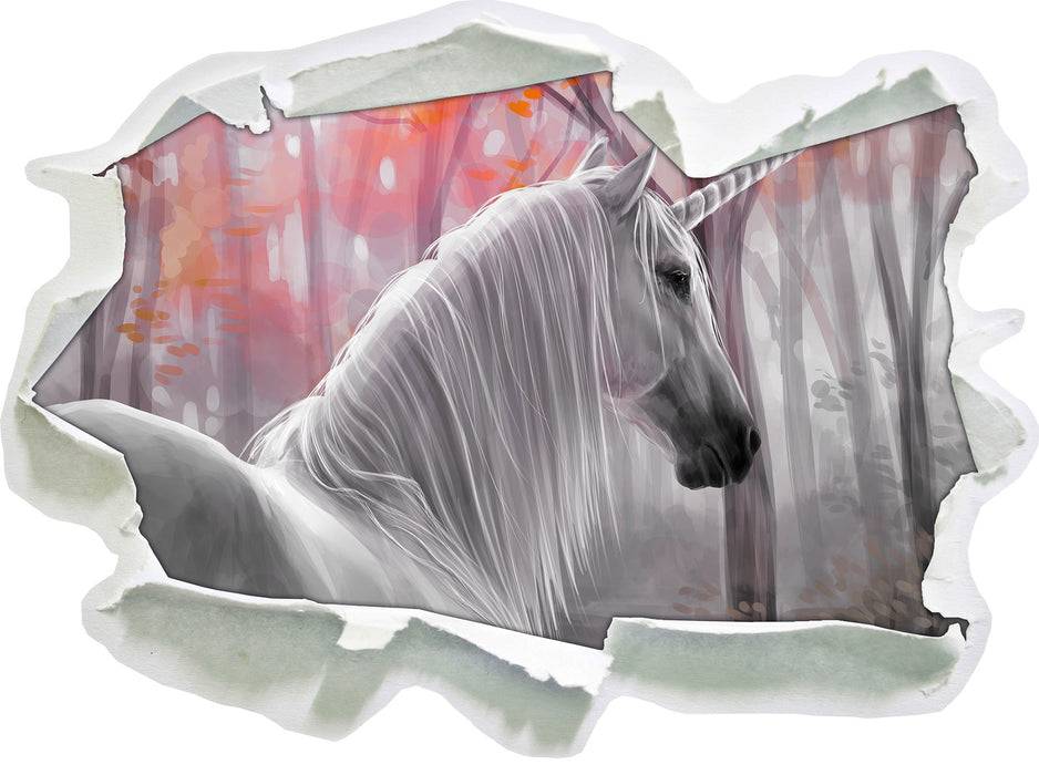 Pixxprint Einsames Einhorn im Wald, 3D Wandtattoo Begrenzte Freigabe
