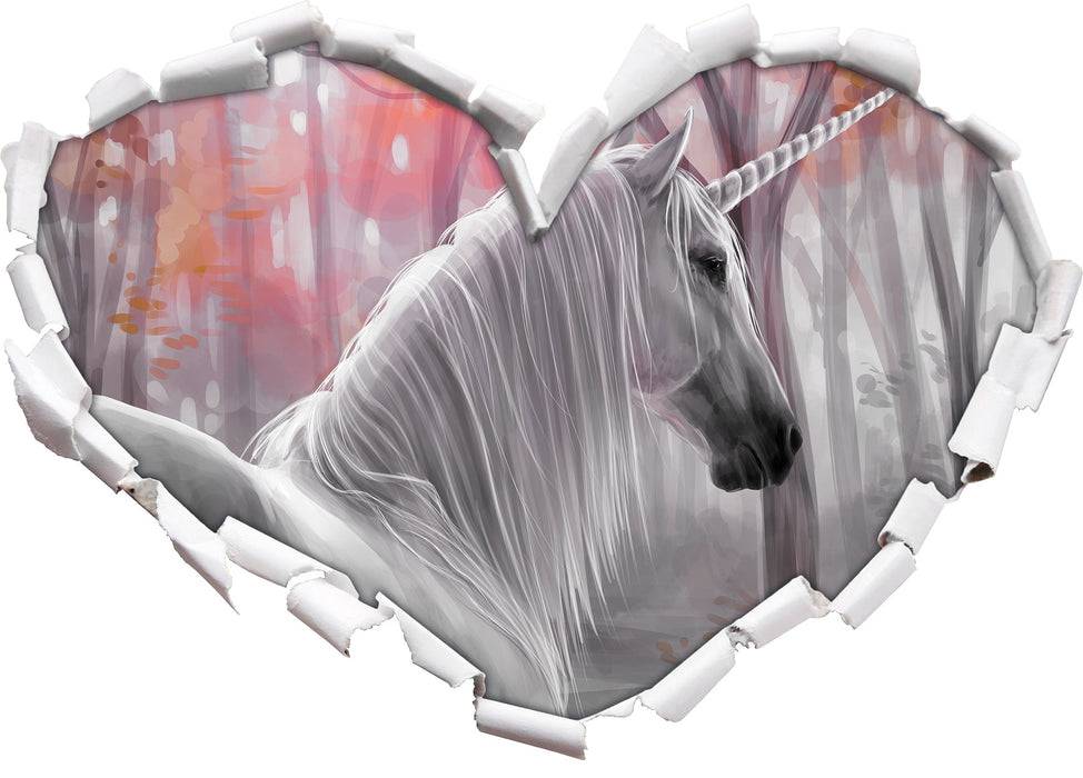 Pixxprint Einsames Einhorn im Wald, 3D Wandtattoo Begrenzte Freigabe