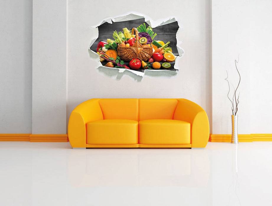 Pixxprint Frisches Obst und Gemüse im Korb, 3D Wandtattoo JETZT KAUFEN