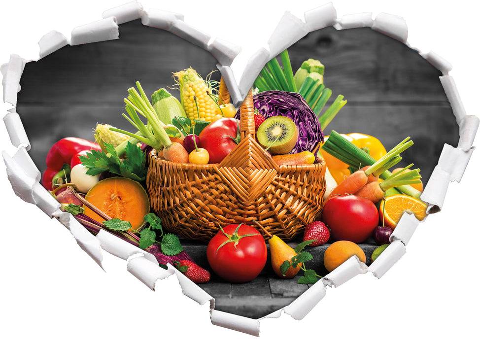 Pixxprint Frisches Obst und Gemüse im Korb, 3D Wandtattoo JETZT KAUFEN