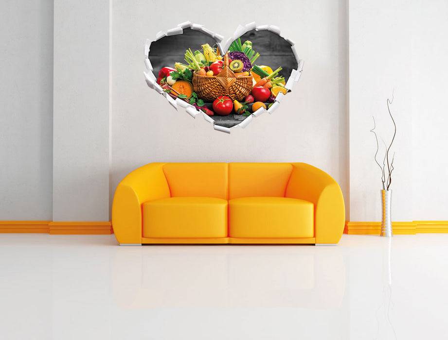 Pixxprint Frisches Obst und Gemüse im Korb, 3D Wandtattoo JETZT KAUFEN