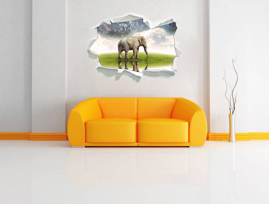 Pixxprint Einsamer Elefant Sternenhimmel, 3D Wandtattoo Nur für heute