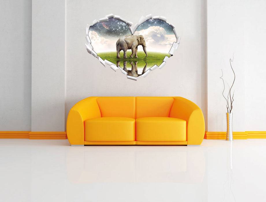 Pixxprint Einsamer Elefant Sternenhimmel, 3D Wandtattoo Nur für heute
