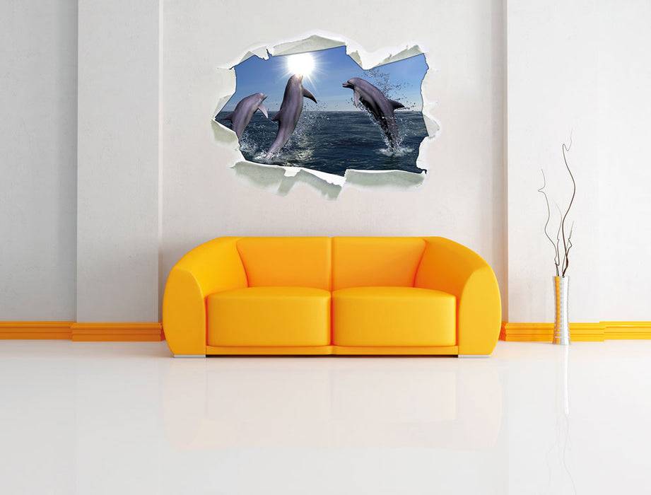 Pixxprint springende Delphine, 3D Wandtattoo Sonderangebot der Fabrik