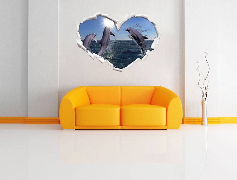 Pixxprint springende Delphine, 3D Wandtattoo Sonderangebot der Fabrik