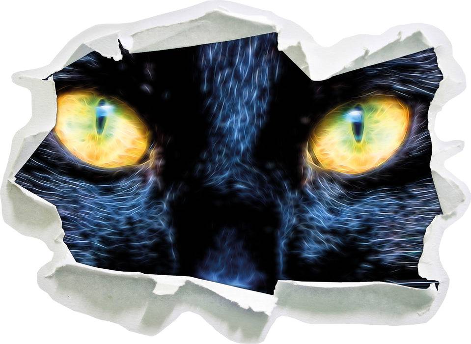 Pixxprint Schwarze Katze mit gelben Augen, 3D Wandtattoo Bis zu 55% Rabatt