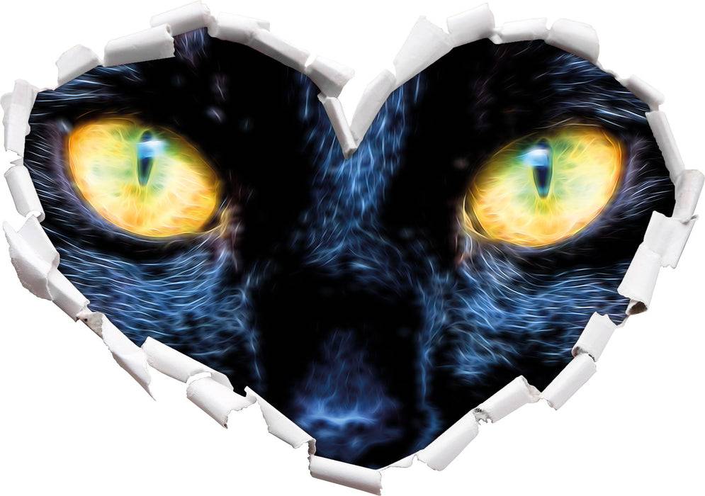 Pixxprint Schwarze Katze mit gelben Augen, 3D Wandtattoo Bis zu 55% Rabatt
