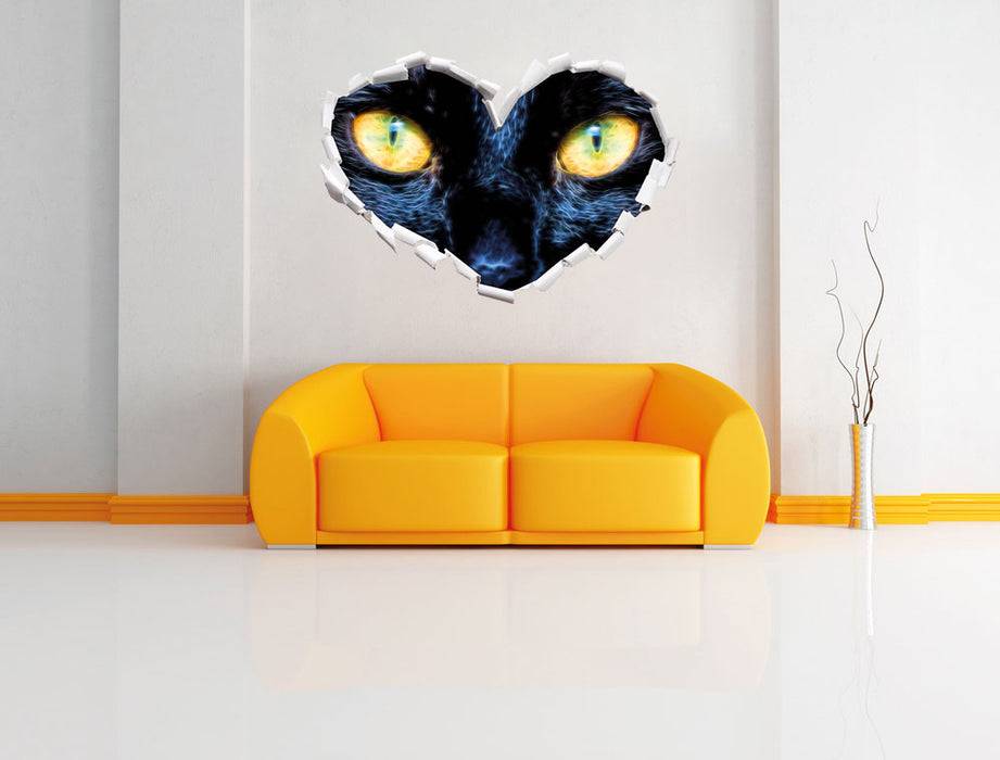 Pixxprint Schwarze Katze mit gelben Augen, 3D Wandtattoo Bis zu 55% Rabatt