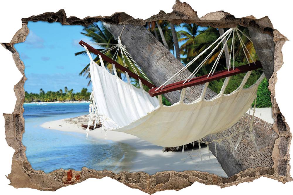 Pixxprint Gemütliche Hängematte am Strand, 3D Wandtattoo