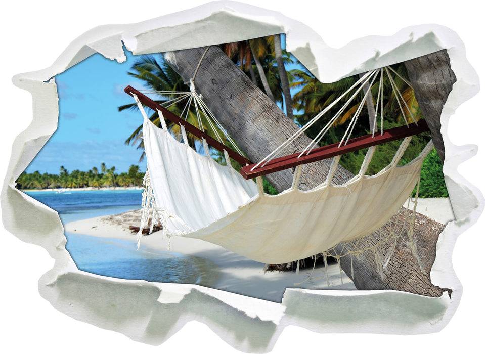 Pixxprint Gemütliche Hängematte am Strand, 3D Wandtattoo Nur noch ein Tag übrig