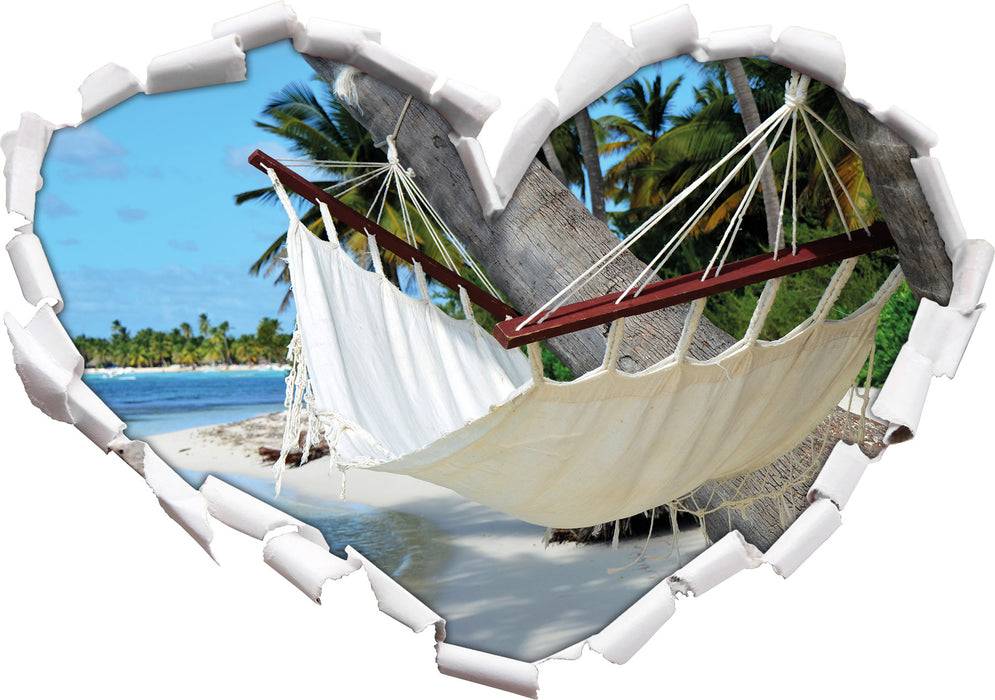 Pixxprint Gemütliche Hängematte am Strand, 3D Wandtattoo Nur noch ein Tag übrig