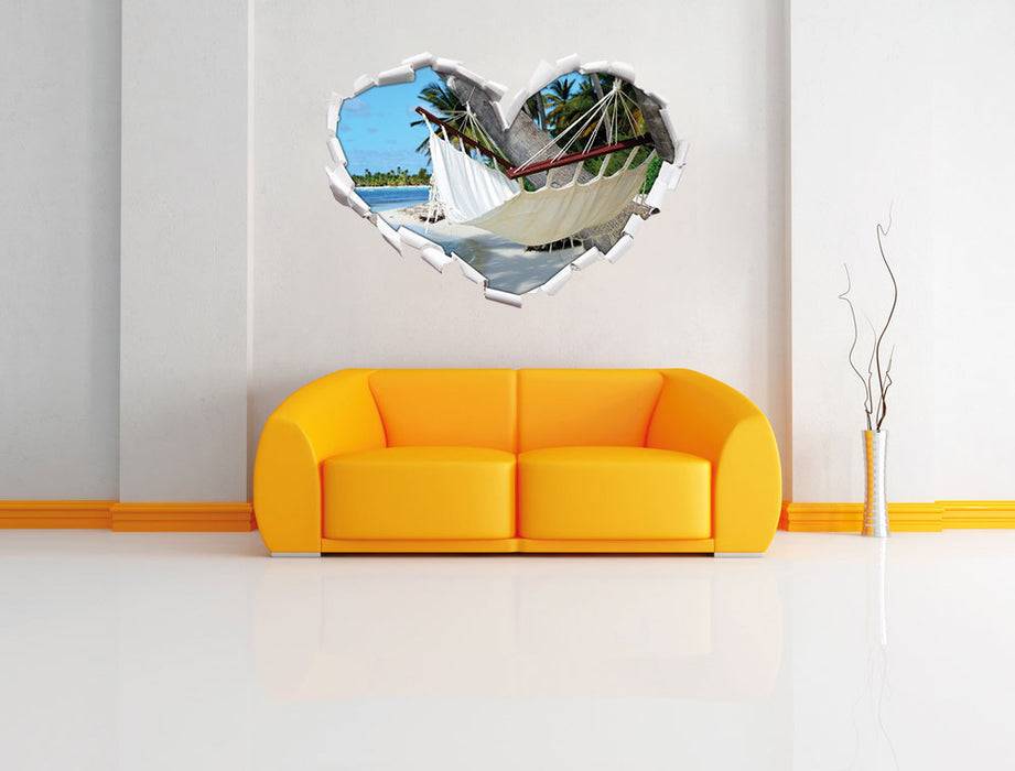 Pixxprint Gemütliche Hängematte am Strand, 3D Wandtattoo Nur noch ein Tag übrig
