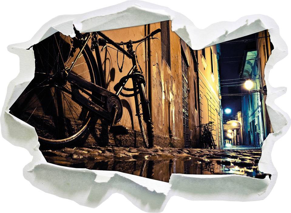 Pixxprint Seitengasse mit Fahrrad, 3D Wandtattoo 50% Rabatt mit kostenlosem Versand