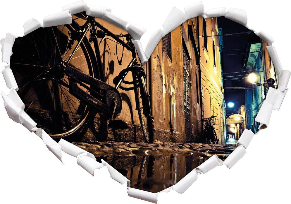 Pixxprint Seitengasse mit Fahrrad, 3D Wandtattoo 50% Rabatt mit kostenlosem Versand