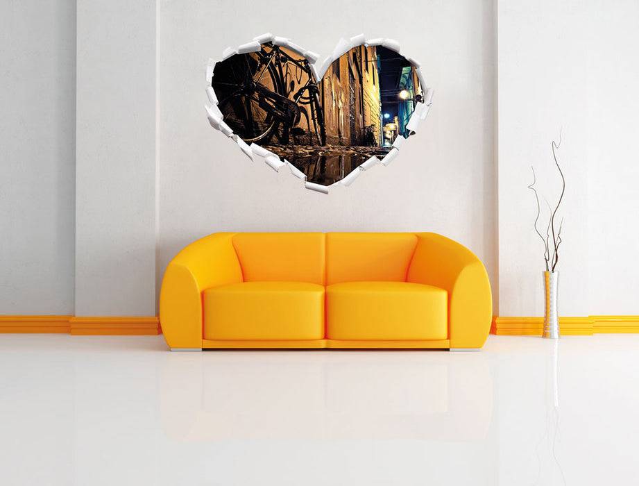 Pixxprint Seitengasse mit Fahrrad, 3D Wandtattoo 50% Rabatt mit kostenlosem Versand